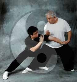 Liu ChengDe demonstrating application with his son Liu GuangLin